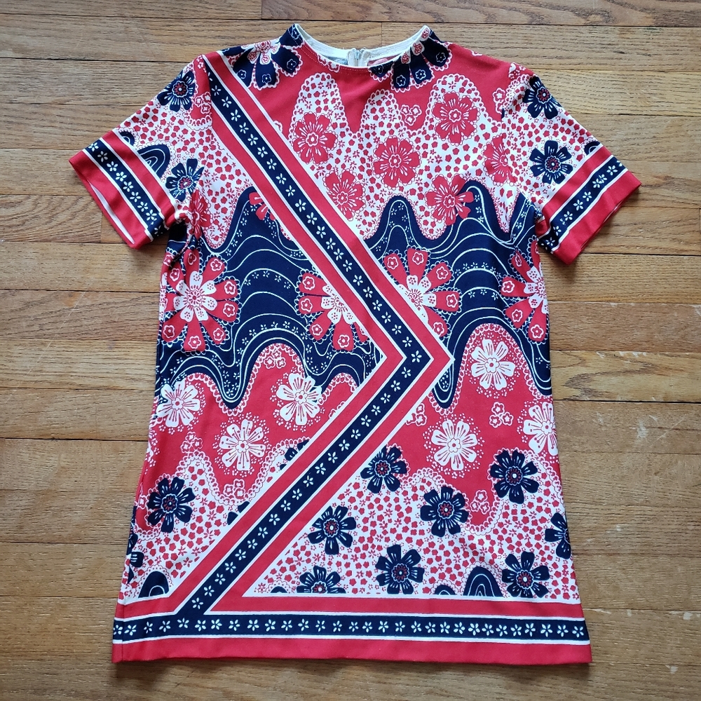 Vintage 60s trippy psychedelic go-go summer flower power mini dress Small S